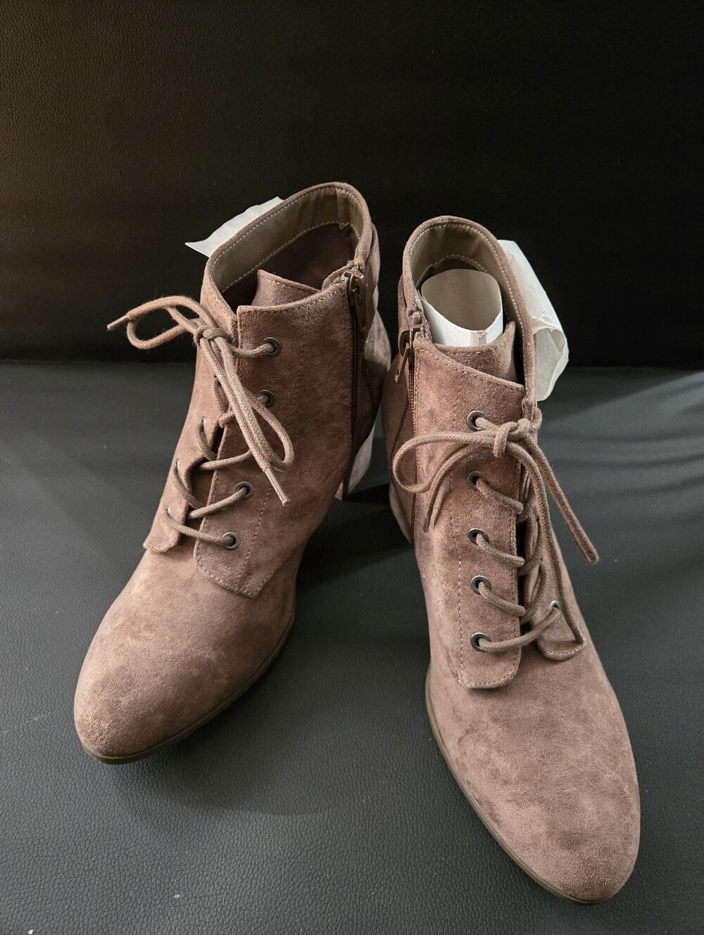 Madden Girl - Suede Lace-Up Ankle Boots in Mauve Brown Size 9M